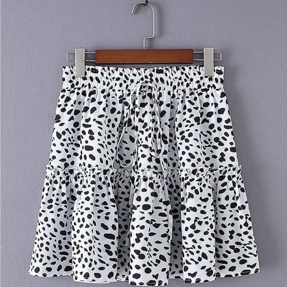 Polkadot Tiered Drawstring Skirt